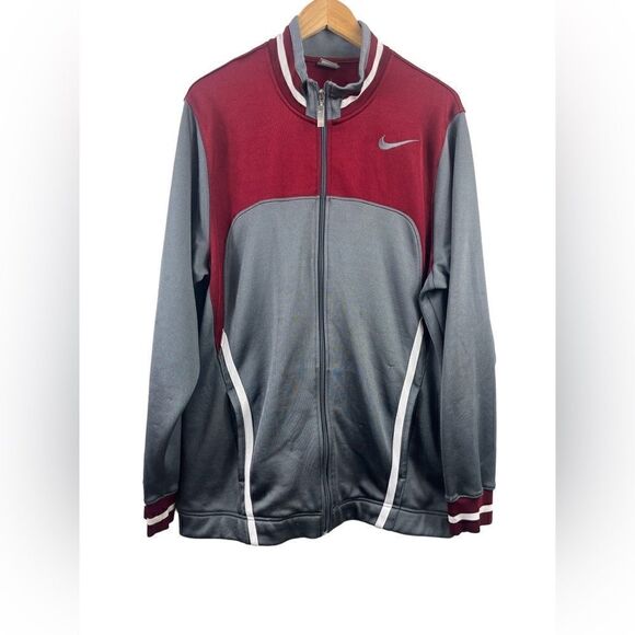 Nike Jacket Vintage Track Full Zip Mens Size Large Red Gray - Picture 1 of 8